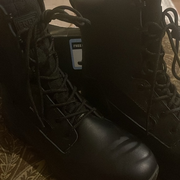 Free Soldier Men’s Black Tactical Leather Desert Boot Size 11 Waterproof New - Picture 7 of 7